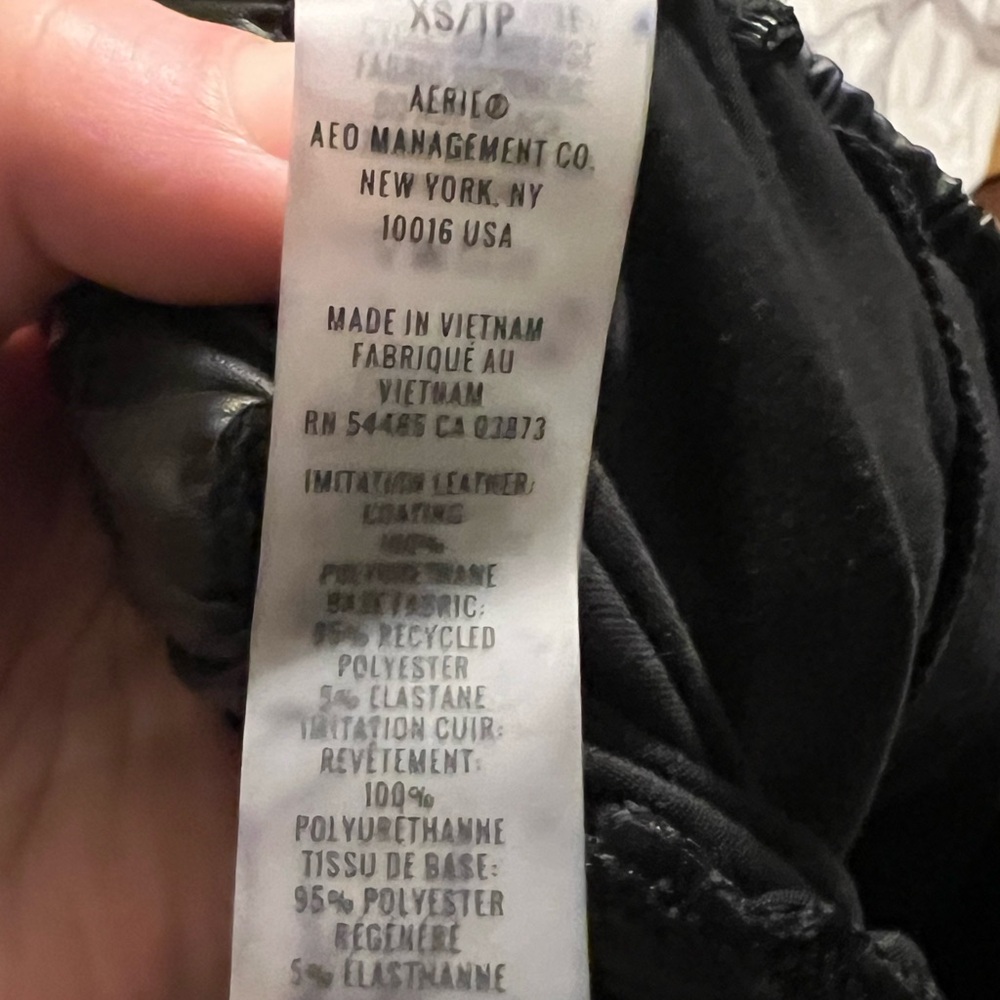 Offline By Aerie Real Luxe Black Faux Leather Chic Wide Leg Flare Pants Size XS - Picture 11 of 14